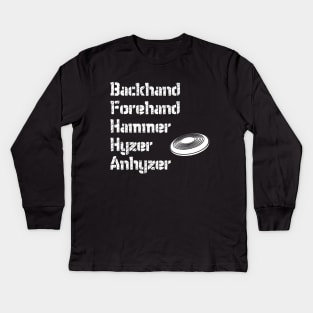 Backhand Disk Golf Throw Kids Long Sleeve T-Shirt